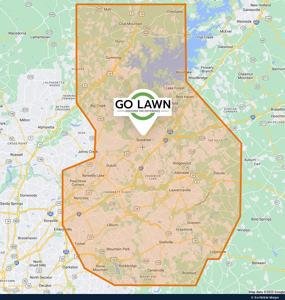 Go Lawn Service Area Map Suwanee, GA