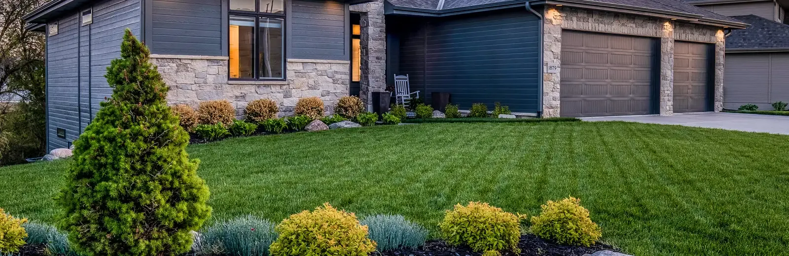 Green healthy front lawn